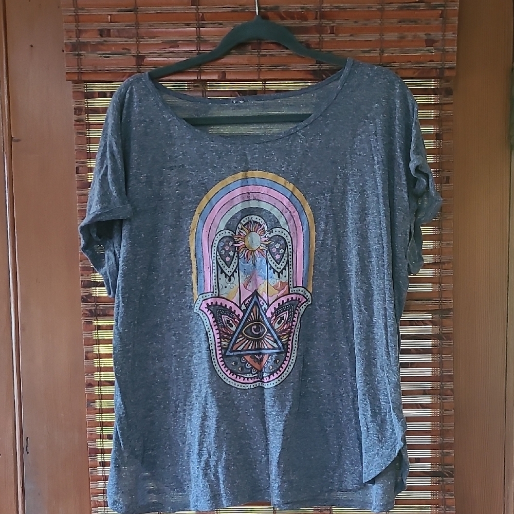 Women's Gray Graphic Top